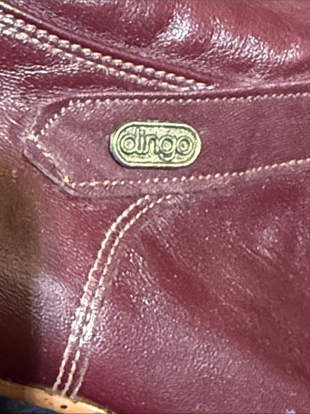 dingo Burgundy Fold-Over Over-the-Knee Leather Boots with Wooden Heel - Picture 6 of 8
